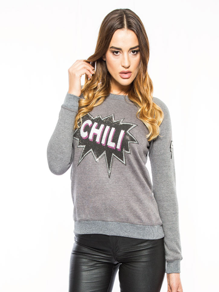 #BEHOTBECHILI - SWEATSHIRT MIT STRASSSTEINEN