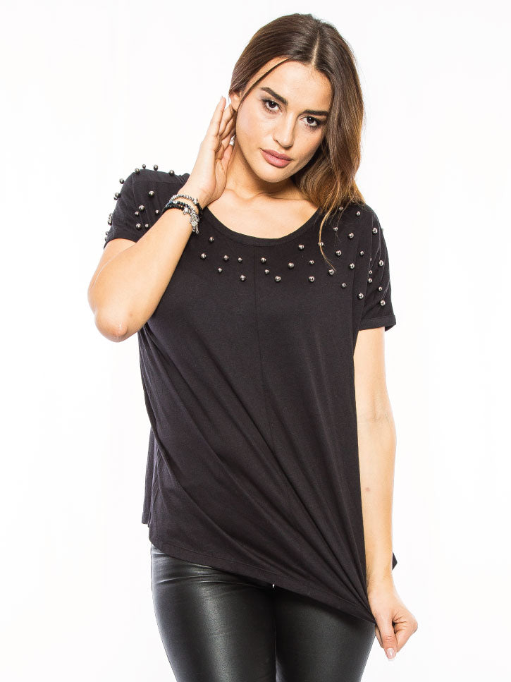 #TREASUREONMYSHOULDER -DAMENSHIRT MIT PERLEN
