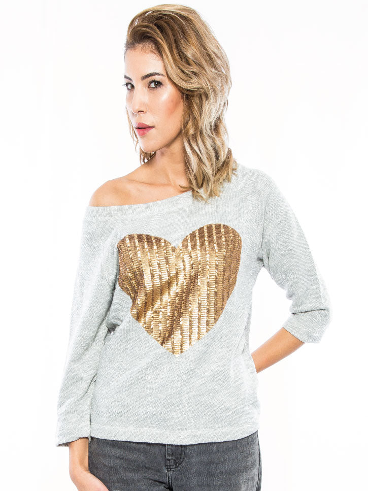#GOLDLOVE - DAMENSWEATSHIRT MIT HERZ AUF PAILETTEN