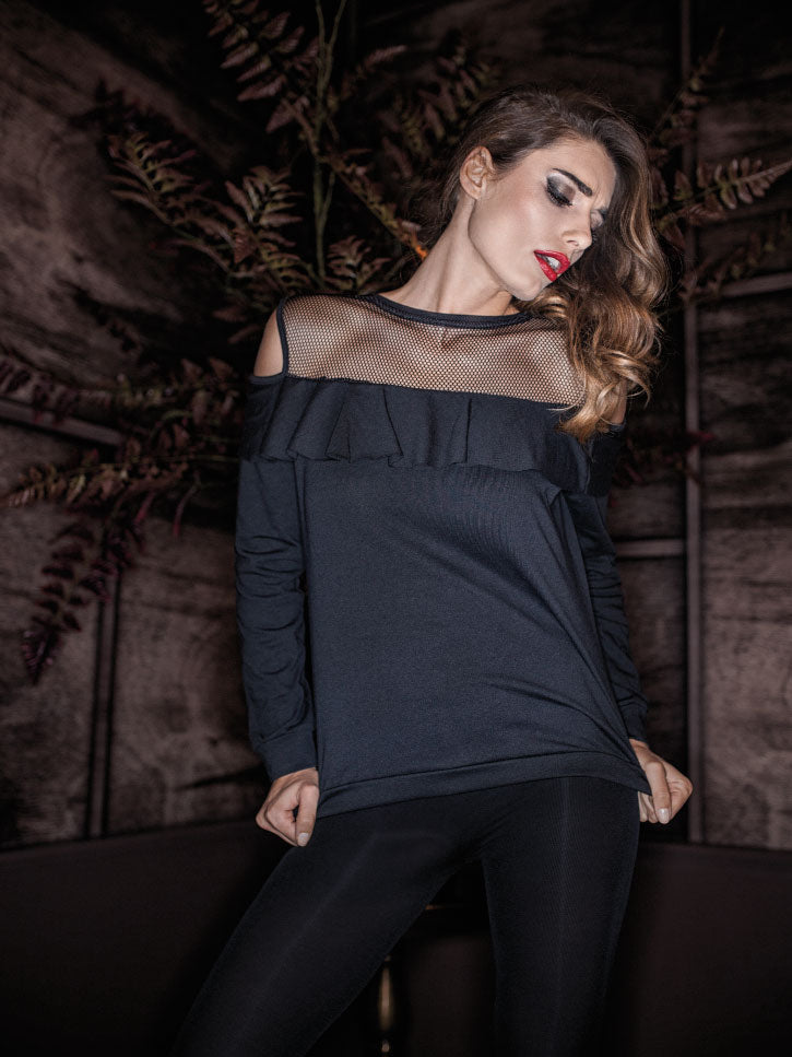 #FASHIONISTA - CUT OUT LANGARMSHIRT MIT RAFFUNGEN