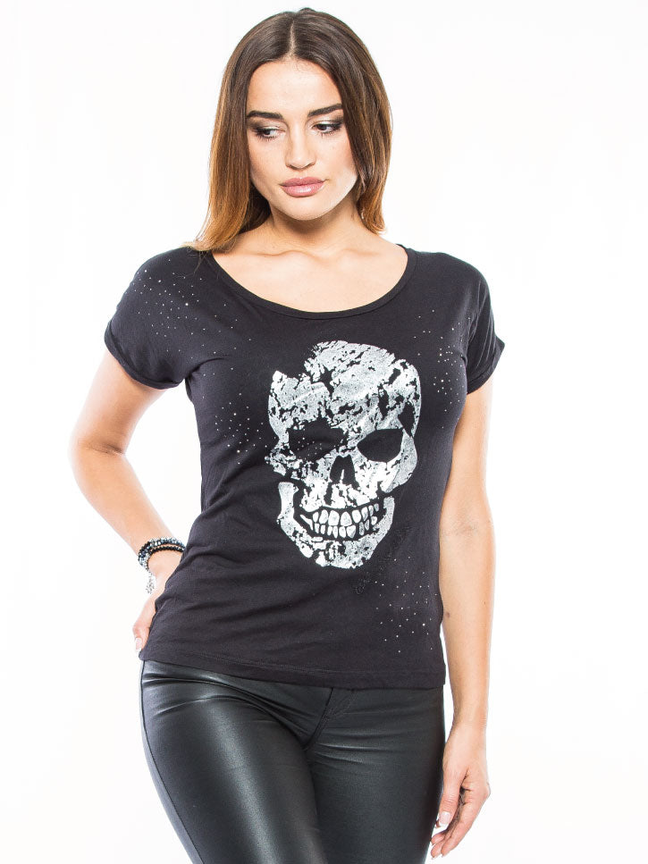 ★★★ Kristen Black ★★★ Shirt Totenkopf Glitzer