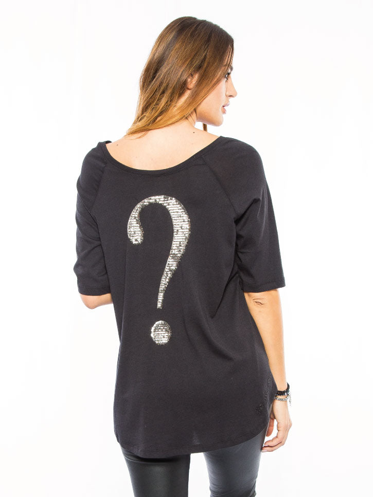 ★★★ EVA ★★★ Shirt mit Pailletten, schwarz