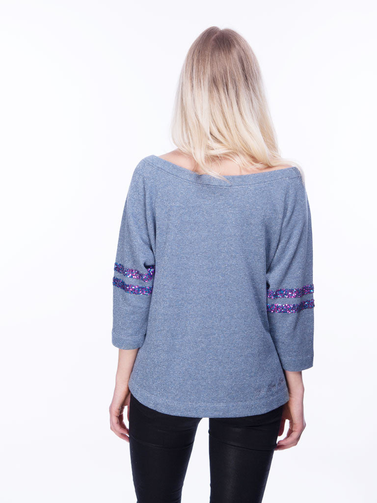Sweatshirt mit blau-pinken Pailletten, blau
