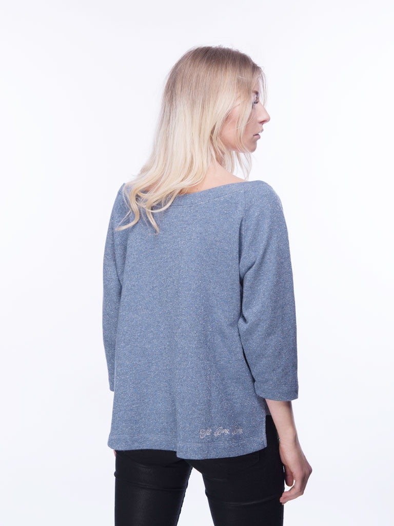 Sweatshirt mit transparenten Pailletten, blau