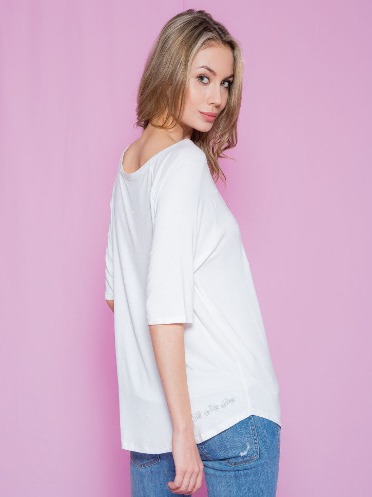 #TIGER - Damenshirt mit Tiger Stickerei, weiß