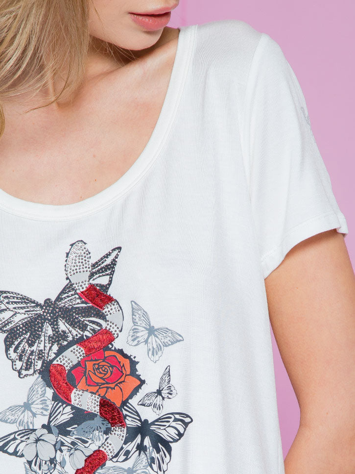 #SNAKE - Damenshirt mit Schlange, weiß