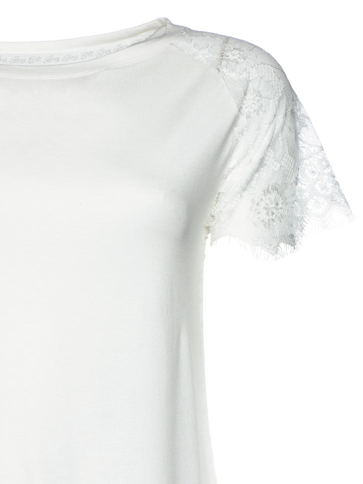 #LITTLELACE - Damen T-Shirt mit Spitzenärmel