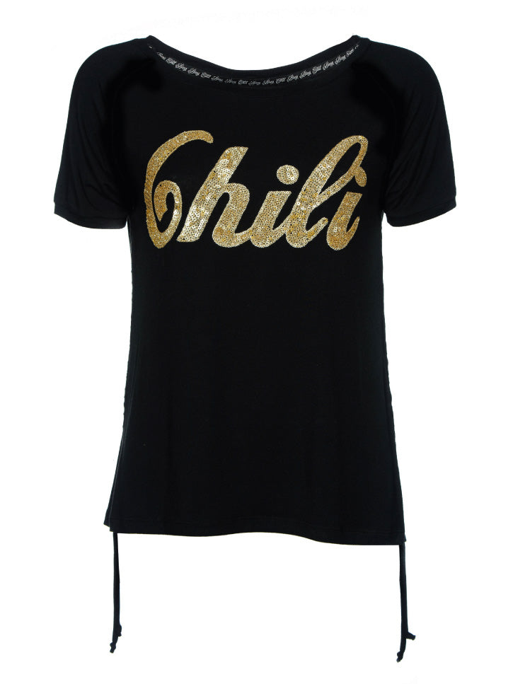 #BEGOLDEN - Damen T-Shirt mit goldener Chili Schrift