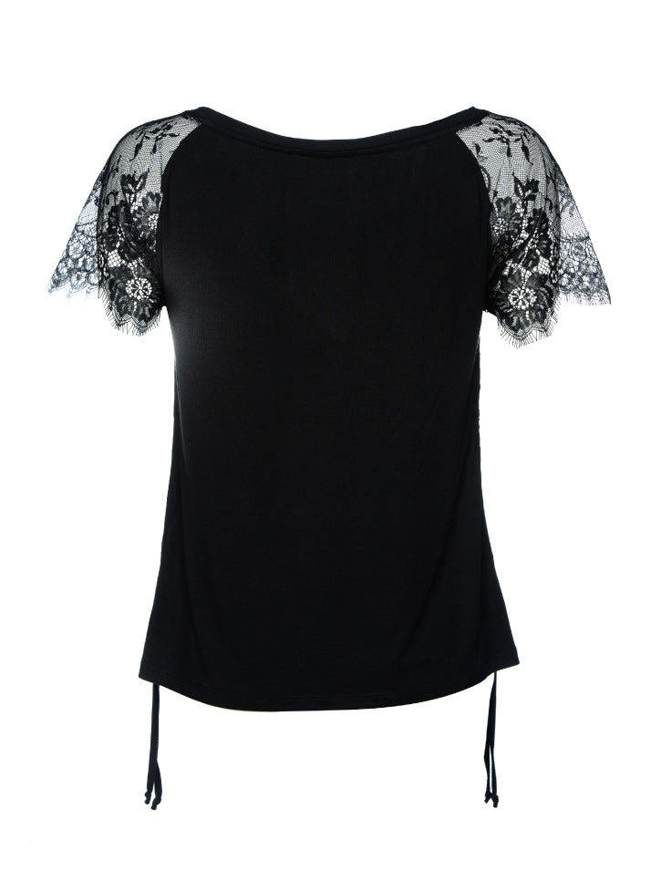 #LITTLELACE - Damen T-Shirt mit Spitzenärmel