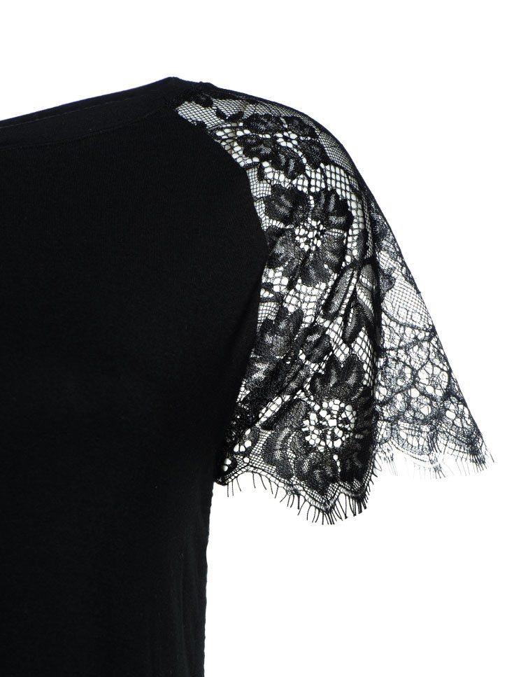 #LITTLELACE - Damen T-Shirt mit Spitzenärmel