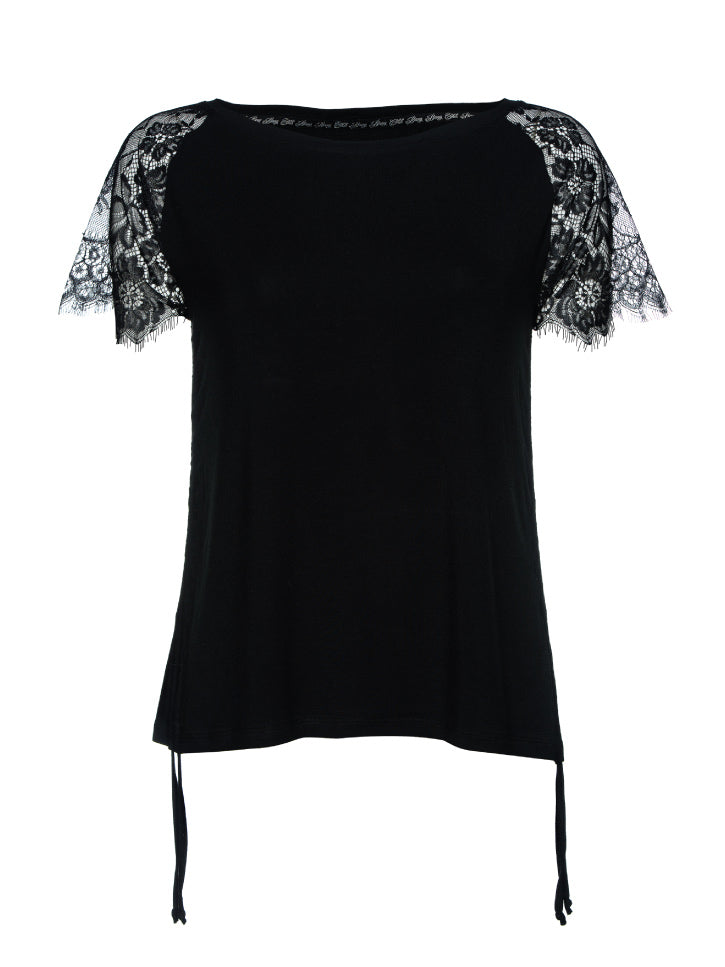 #LITTLELACE - Damen T-Shirt mit Spitzenärmel