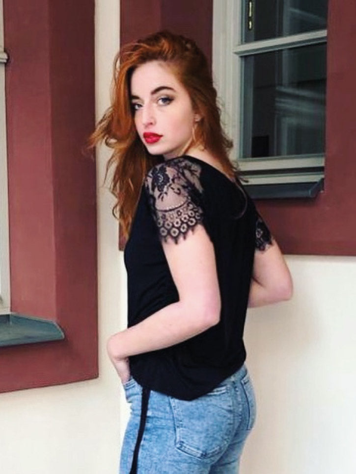 #LITTLELACE - Damen T-Shirt mit Spitzenärmel