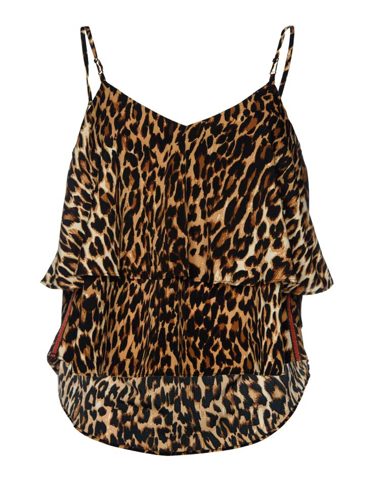 Damen Top mit All-Over Leopardenmuster
