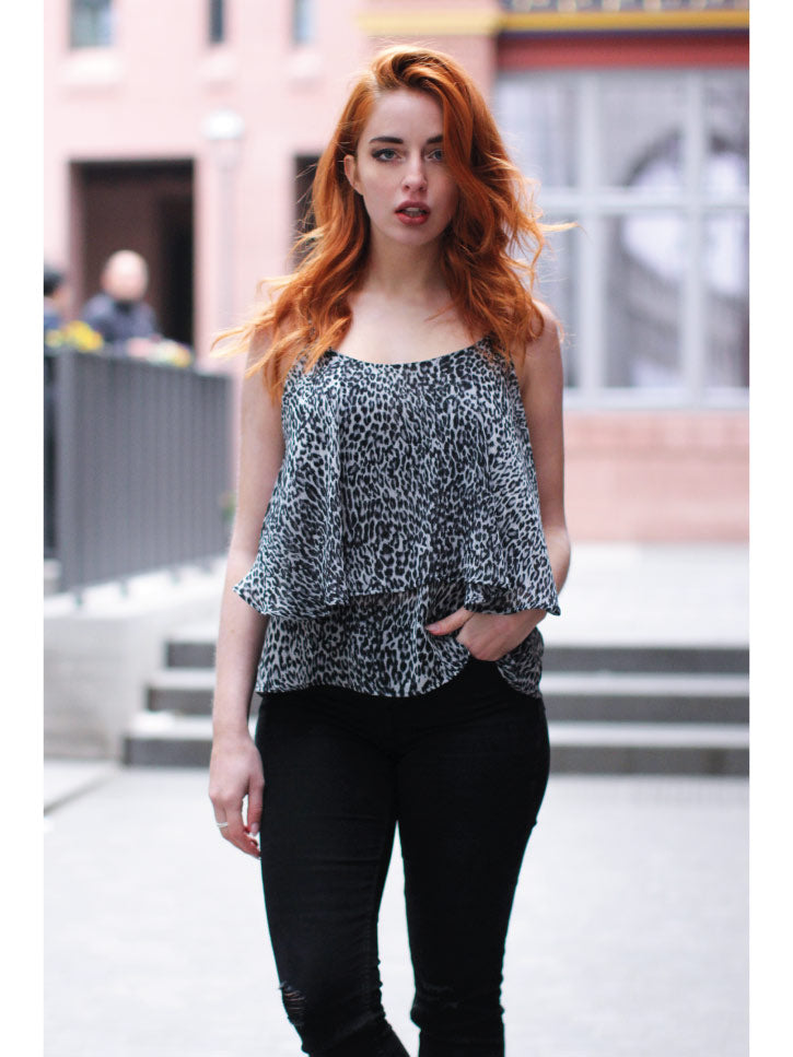 #BELEO - Damen Top mit All-Over Leopardenmuster