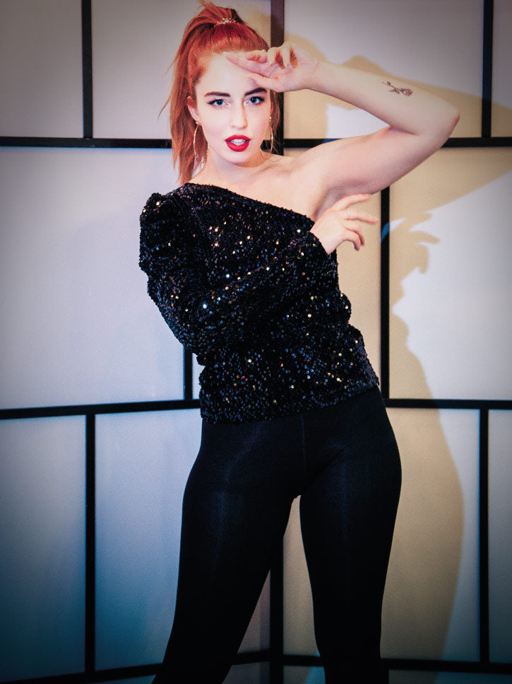 One-Shoulder Pailletten Top
