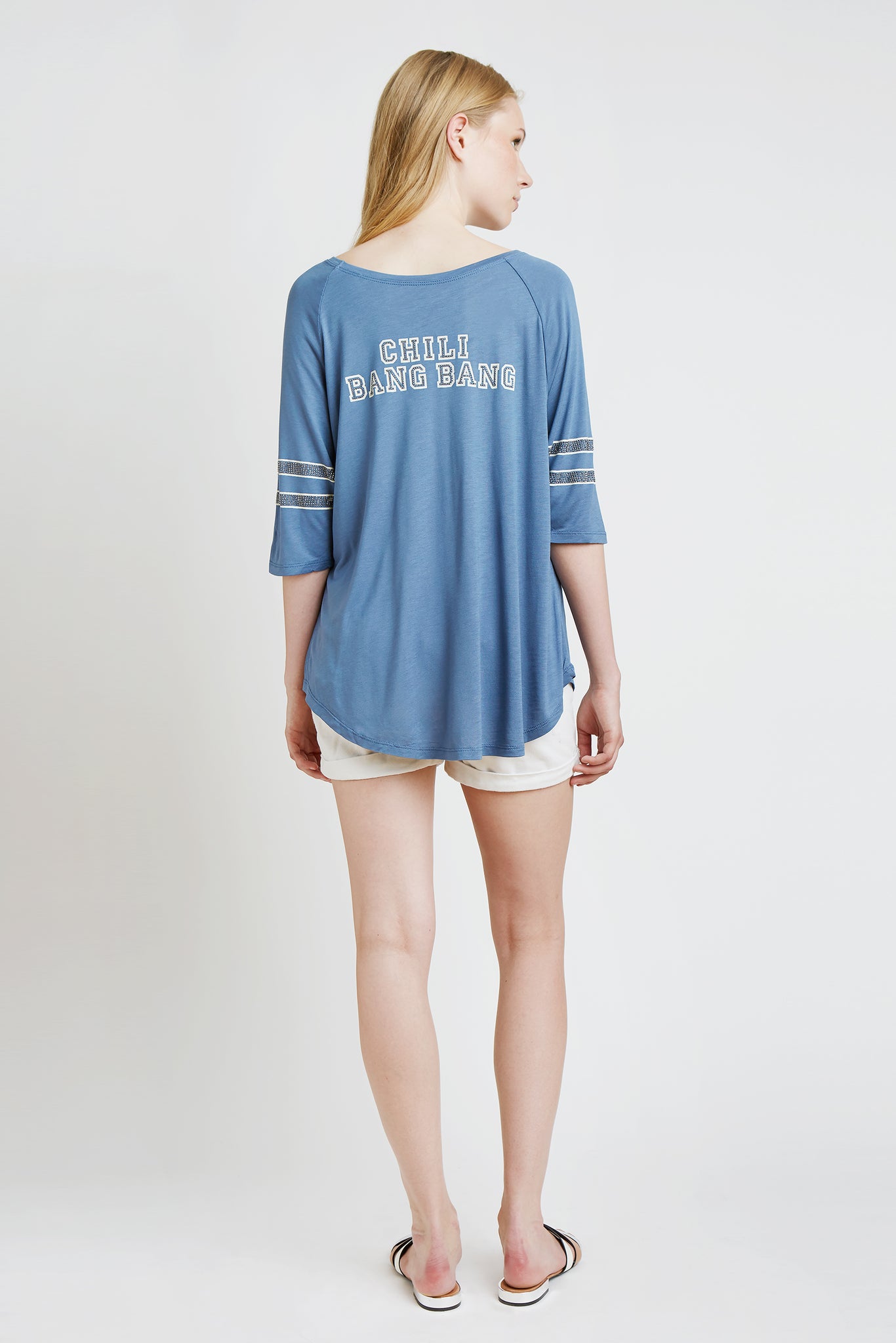 #collegelife - Damen College Shirt mit Strasssteinen, blau