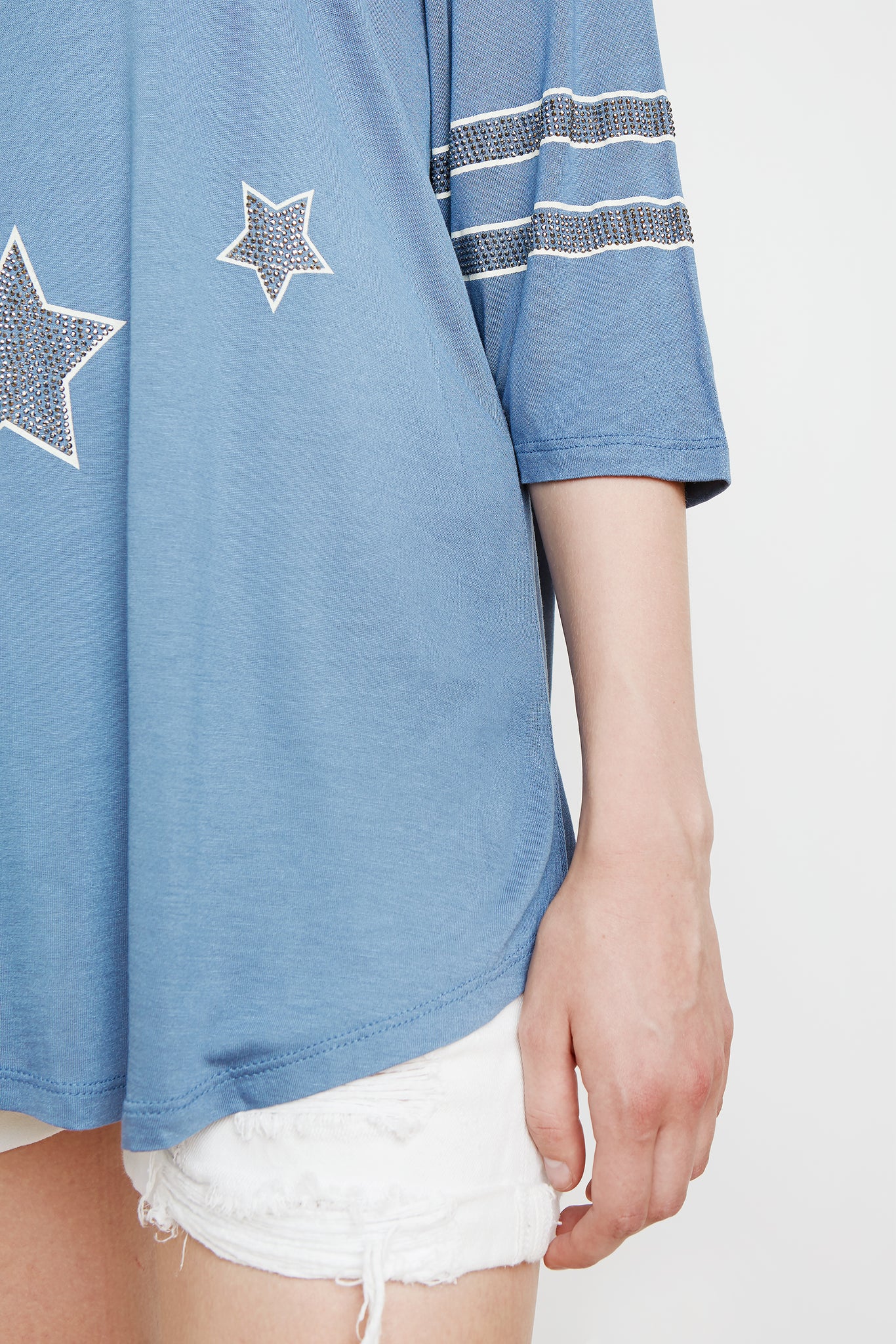 #collegelife - Damen College Shirt mit Strasssteinen, blau