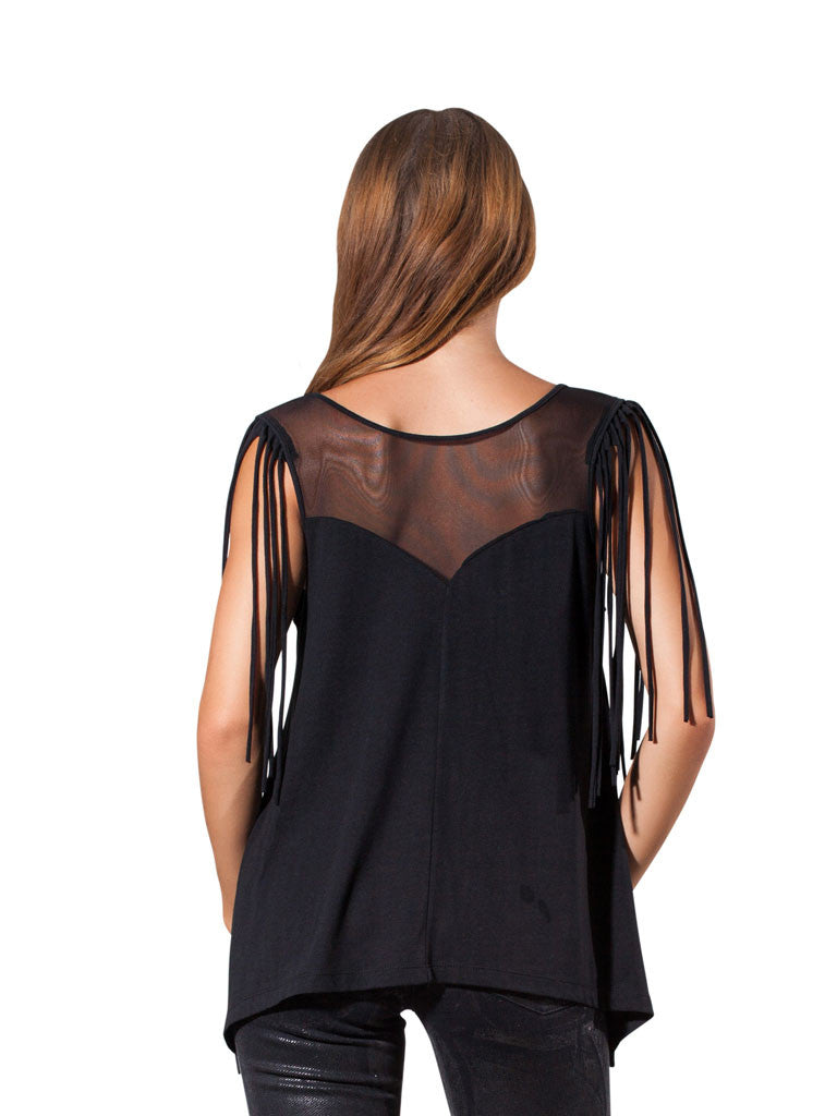 Top mit Fransen, transparent
