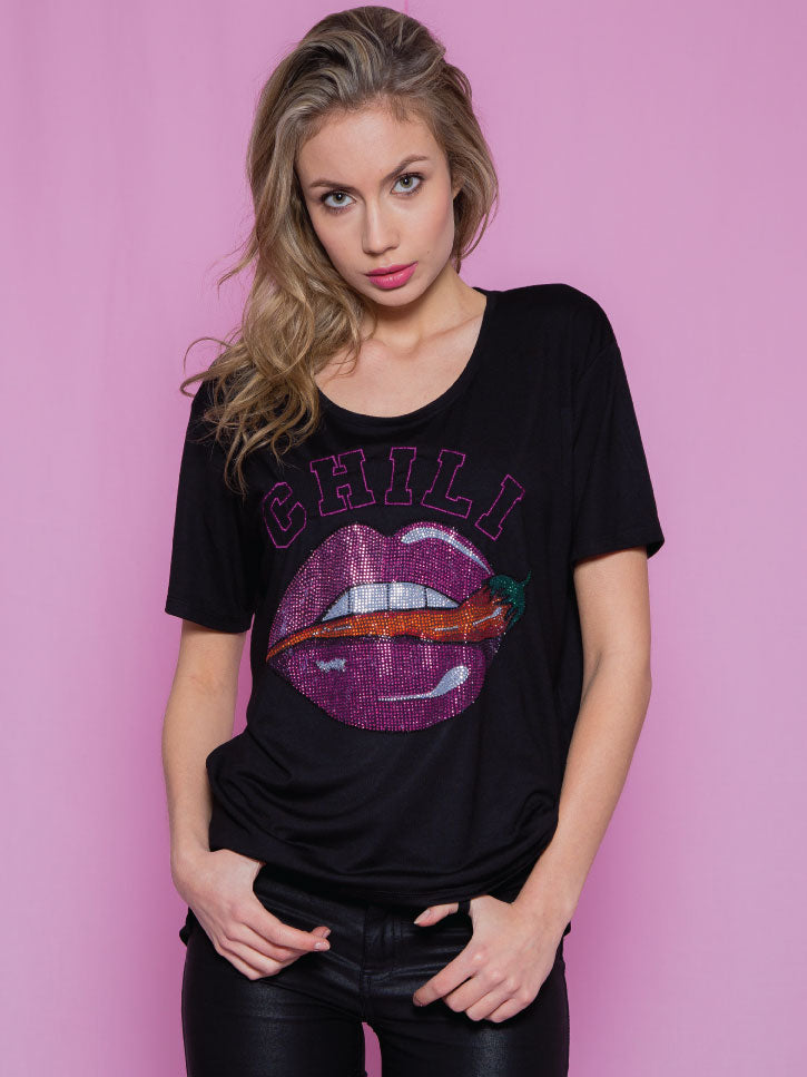 #HOTCHILILIPS - KUSSMUND GLITZERSHIRT