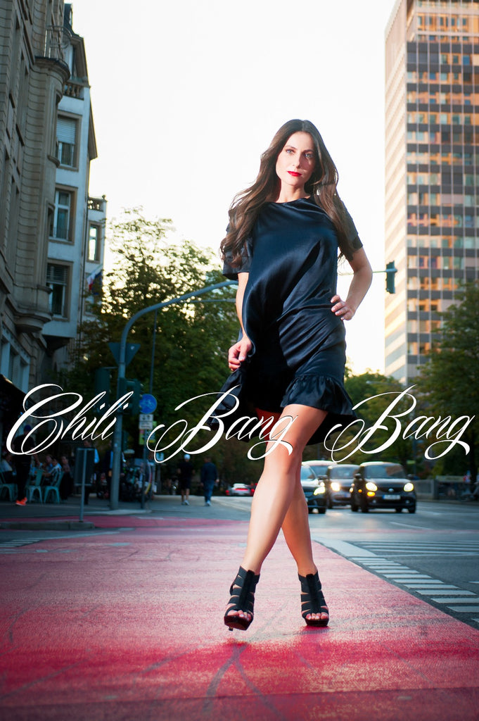 Black Babydoll Dress - 100% Seide