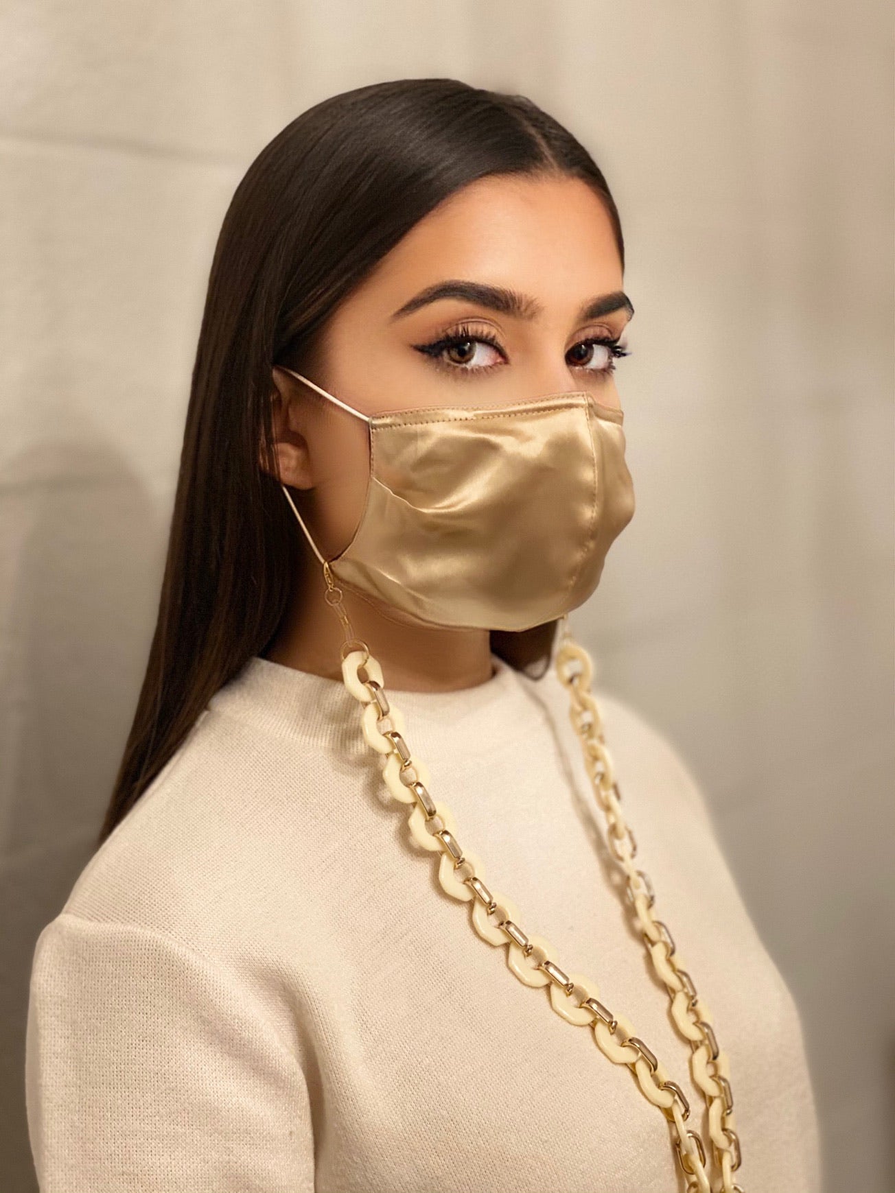 Luxury Mundmaske, atmungsaktiv aus Seide mit Kette - Chili Bang Bang