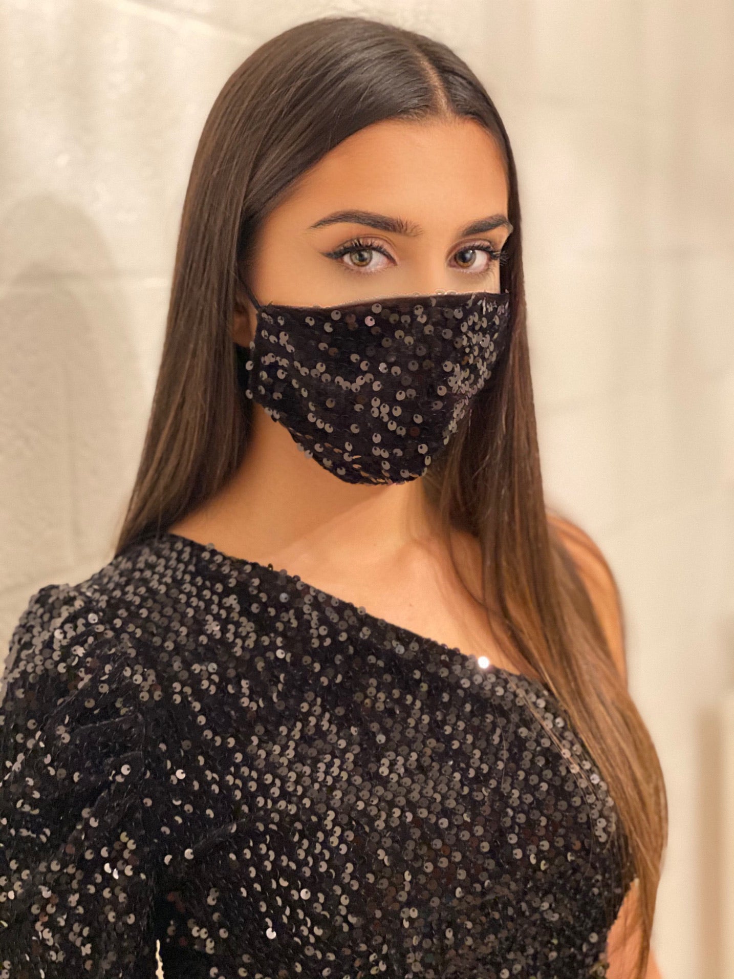 Glitzer Mundmaske aus Samt mit Glitzer, atmungsaktiv von Chili Bang Bang