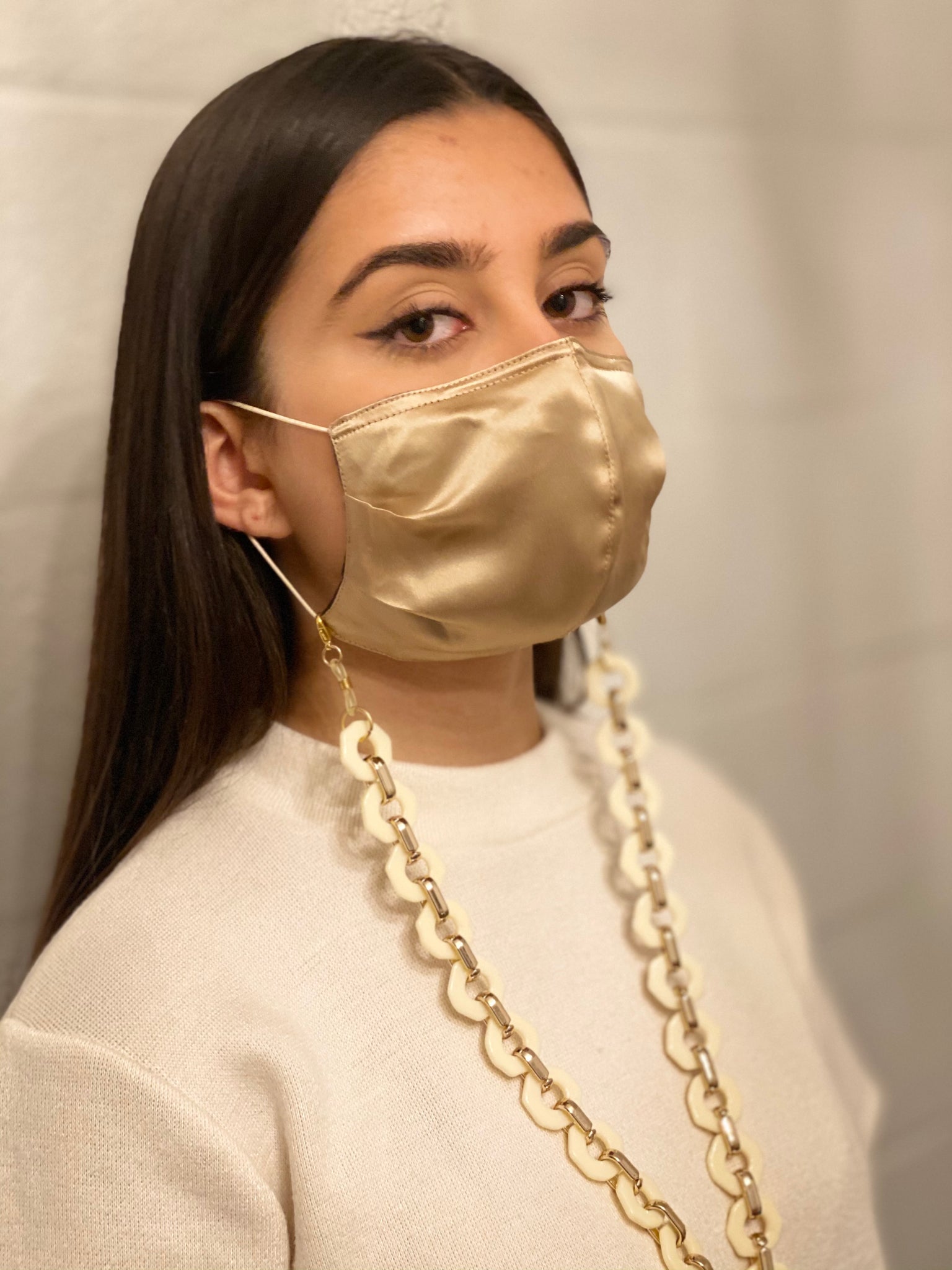 Luxury Mundmaske, atmungsaktiv aus Seide mit Kette - Chili Bang Bang