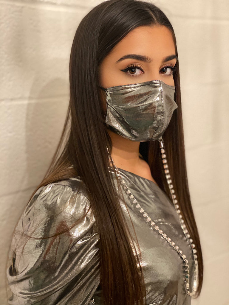 Glitzer Mundmaske, atmungsaktiv mit Kette - Chili Bang Bang