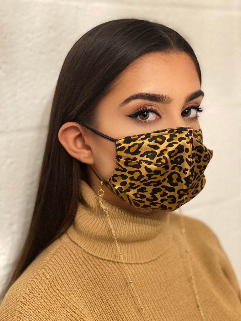 Luxury Mundmaske, atmungsaktiv aus Seide mit Leoprint - Chili Bang Bang