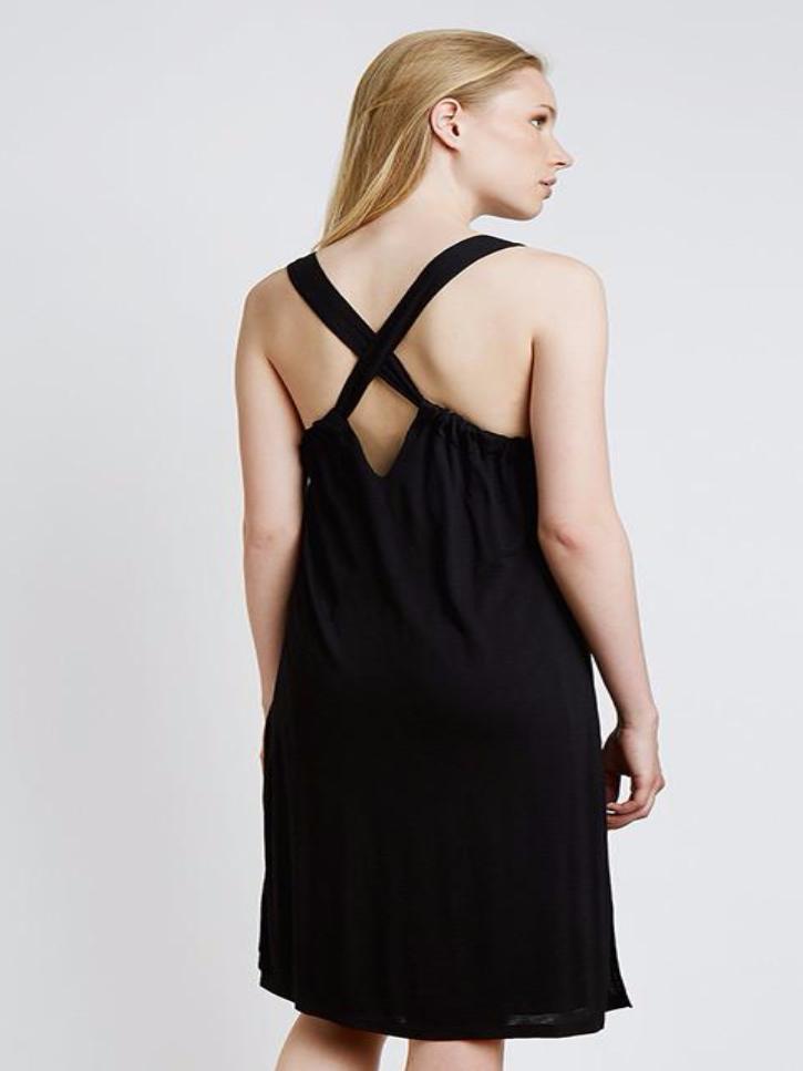 Sommerkleid mit Patches, schwarz